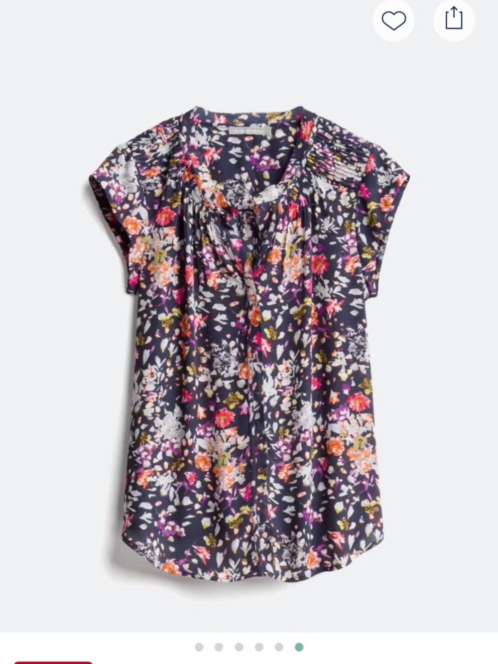 Daniel Rainn Navy Floral Short-Sleeve Blouse